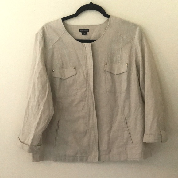 NWOT. New Directions beige cotton/linen blend jacket, size medium - Picture 1 of 8